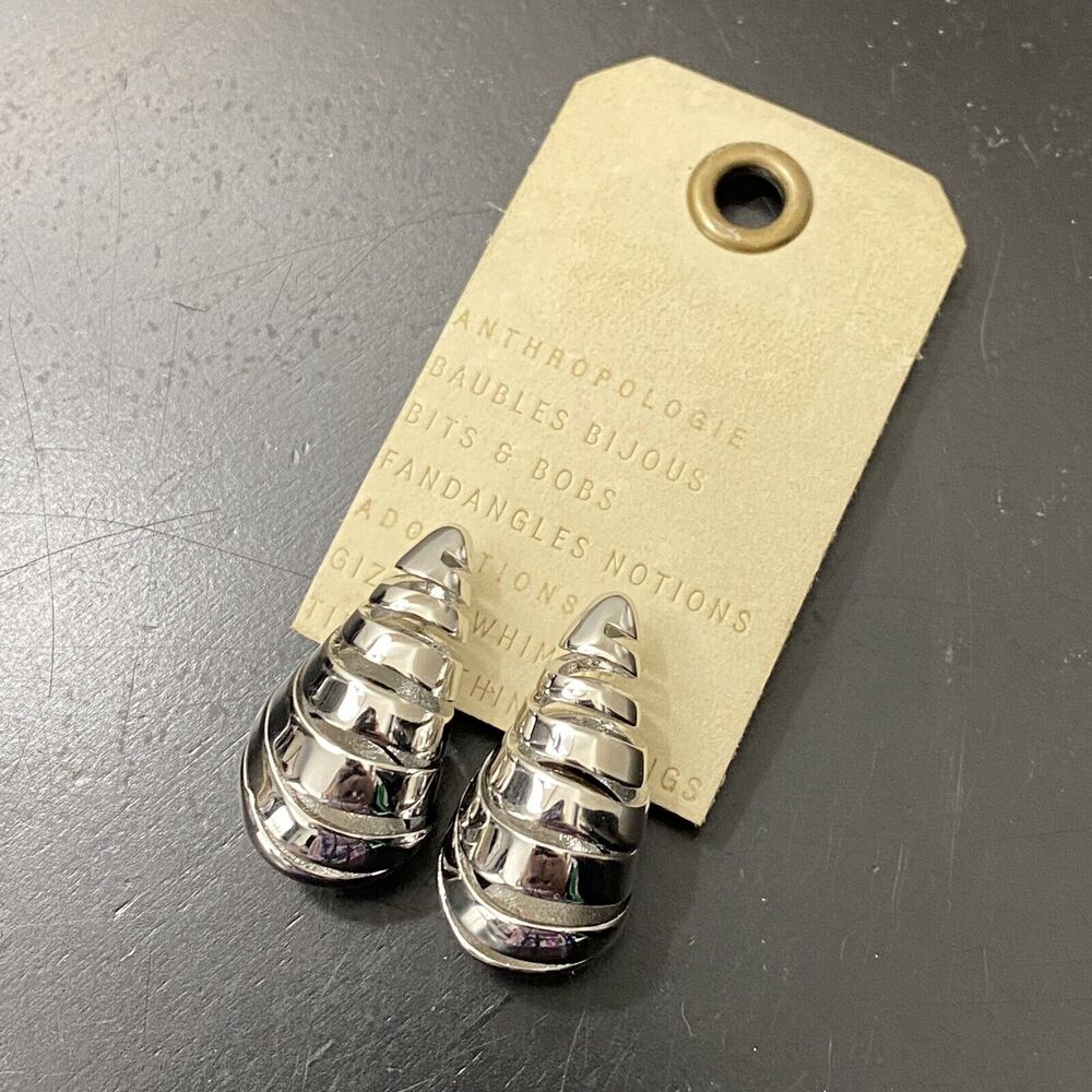Anthropologie The Petra Sliced Drop Earrings Rhodium Plated Silver SOLD OUT NWT